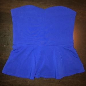 Cobalt Blue Strapless Top